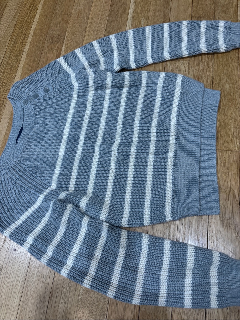 GAP Kids Gray Knit Crewneck Sweater with Button Detail